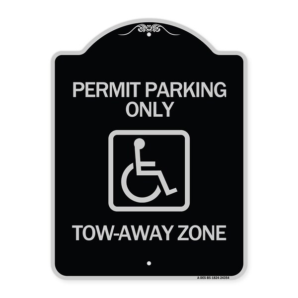 Signmission Accessible Permit Parking Tow-Away Zone W/ Heavy-Gauge Aluminum Sign, 24" x 18", BS-1824-24354 A-DES-BS-1824-24354 - main